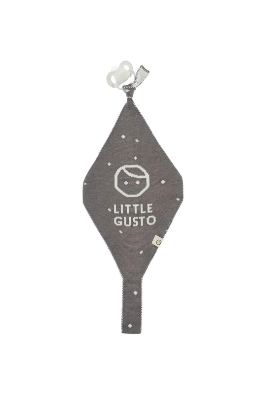 Organik Pamuk Örgü Bebek Cosmos Gri Emzik Bezi - Little Gusto - 