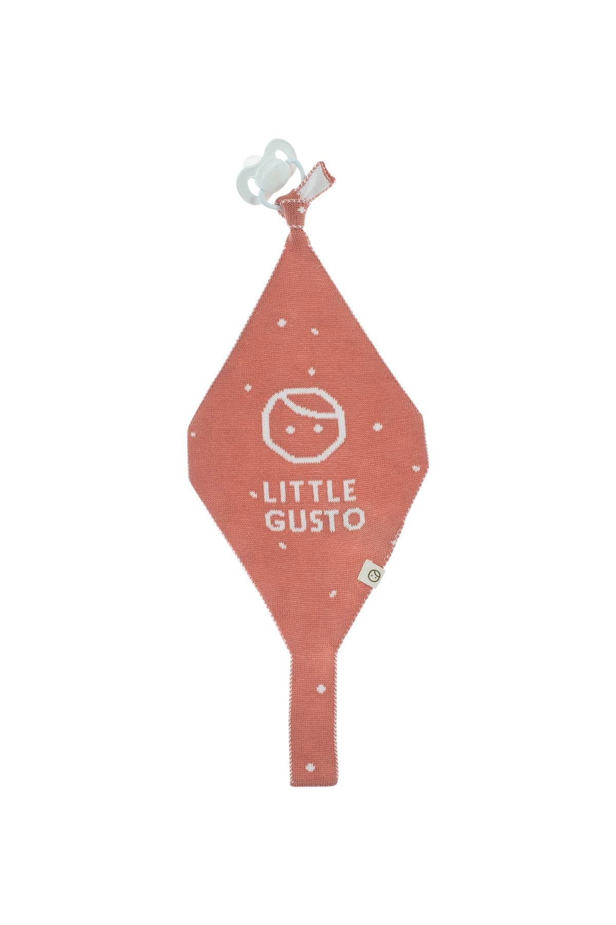 Organik Pamuk Örgü Bebek Cosmos Pembe Emzik Bezi - Little Gusto - Bebek Emzik Bezi