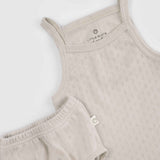 Organik Pamuk Pointel Bebek Bej Atlet Bloomer Takımı - Little Gusto - Bebek Takımları