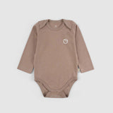 Organik Pamuk Uzun Kollu Ayarlanabilir Çıtçıtlı Kahve Zıbın - Little Gusto - Bebek Zıbın ve Body