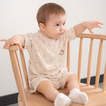 Organik Pamuklu Bebek Şort Takımı Küçük Pamuk Desenli - Little Gusto - Bebek Takımları