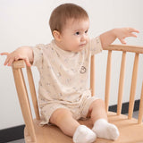 Organik Pamuklu Bebek Şort Takımı Küçük Pamuk Desenli - Little Gusto - Bebek Takımları