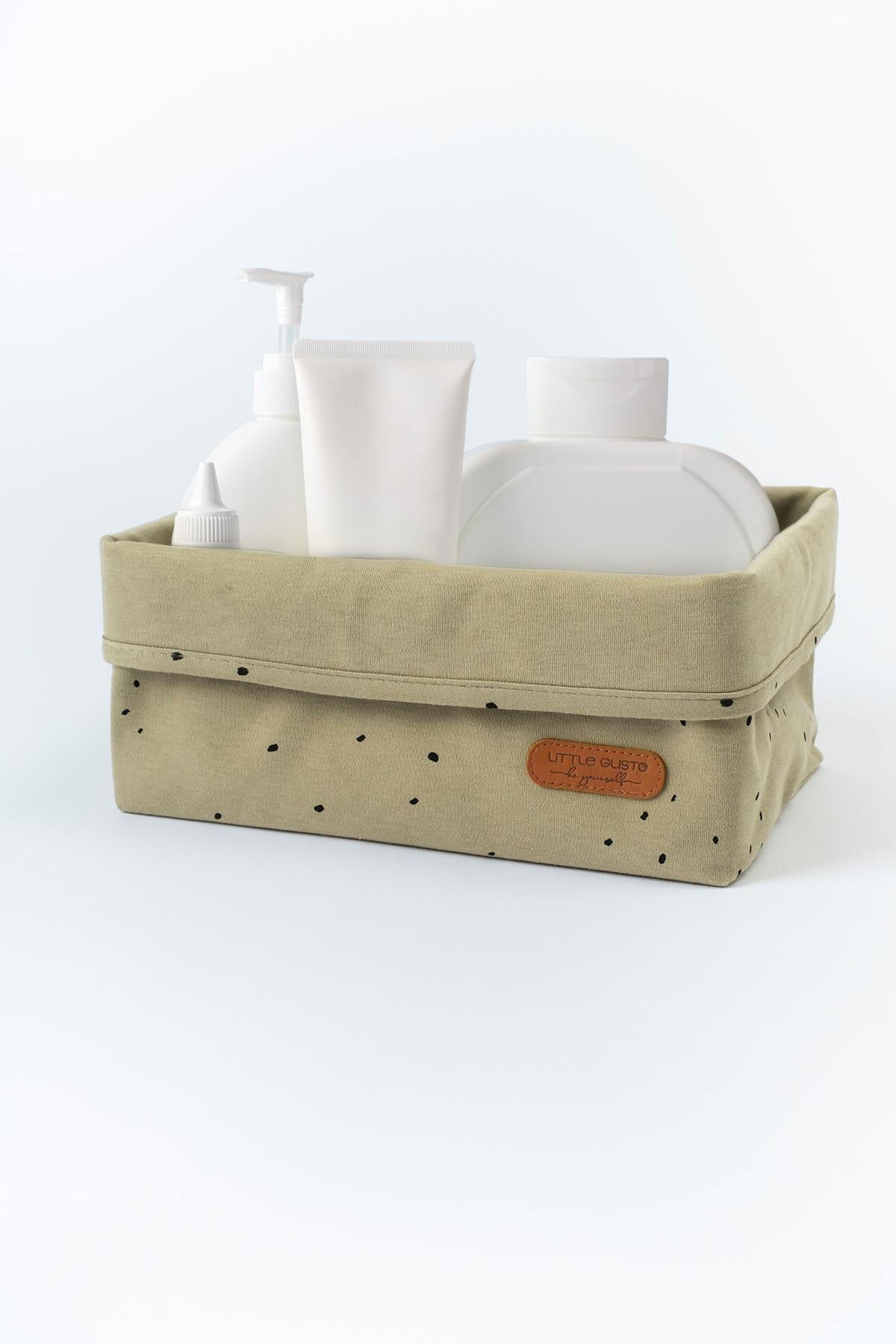 Organizer Sepet Bebek Cosmos Haki Organik Pamuk 25x16 cm - Little Gusto