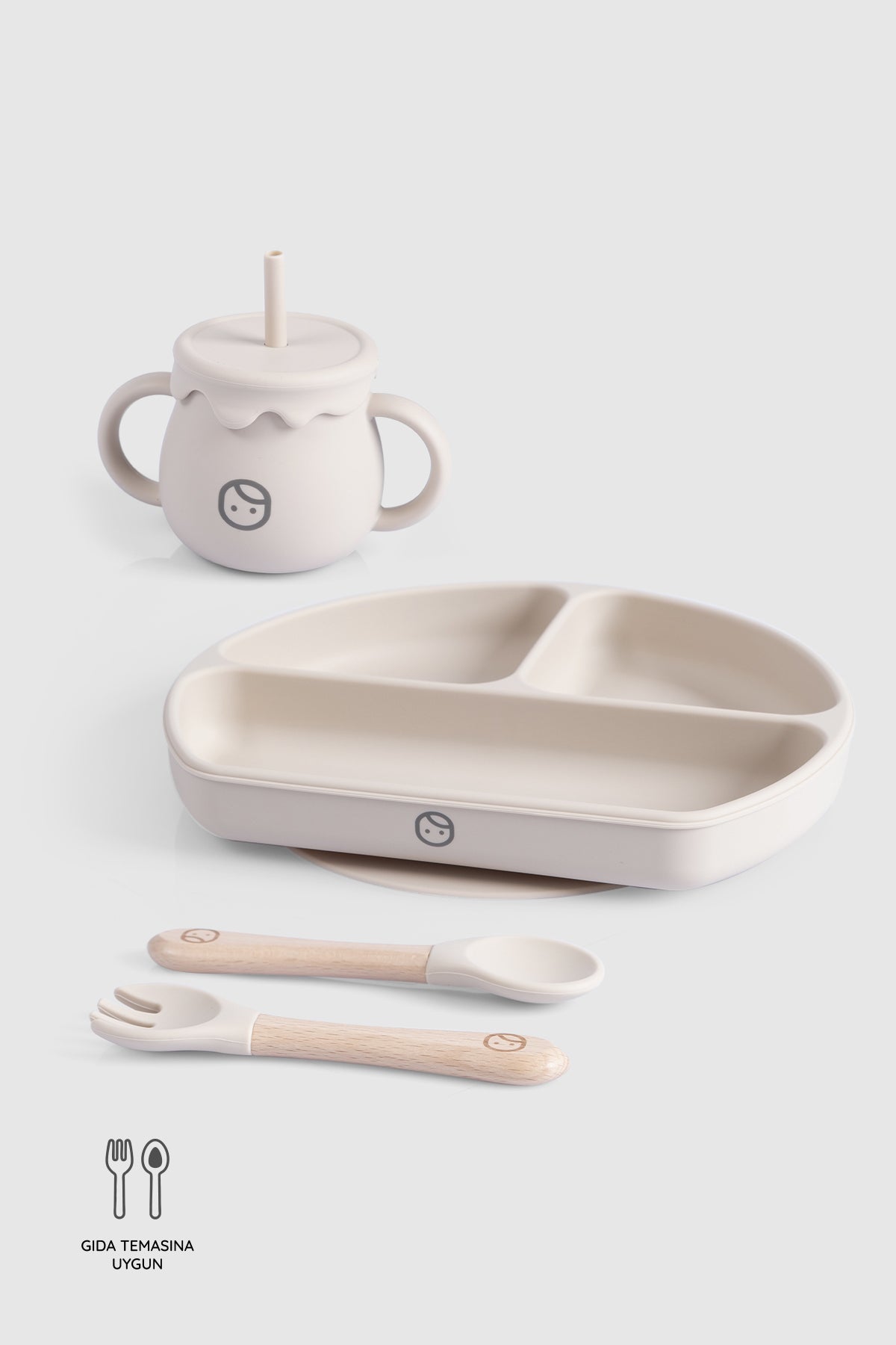 Silikon Bebek Beslenme Seti – Bej Tabak Little Gusto