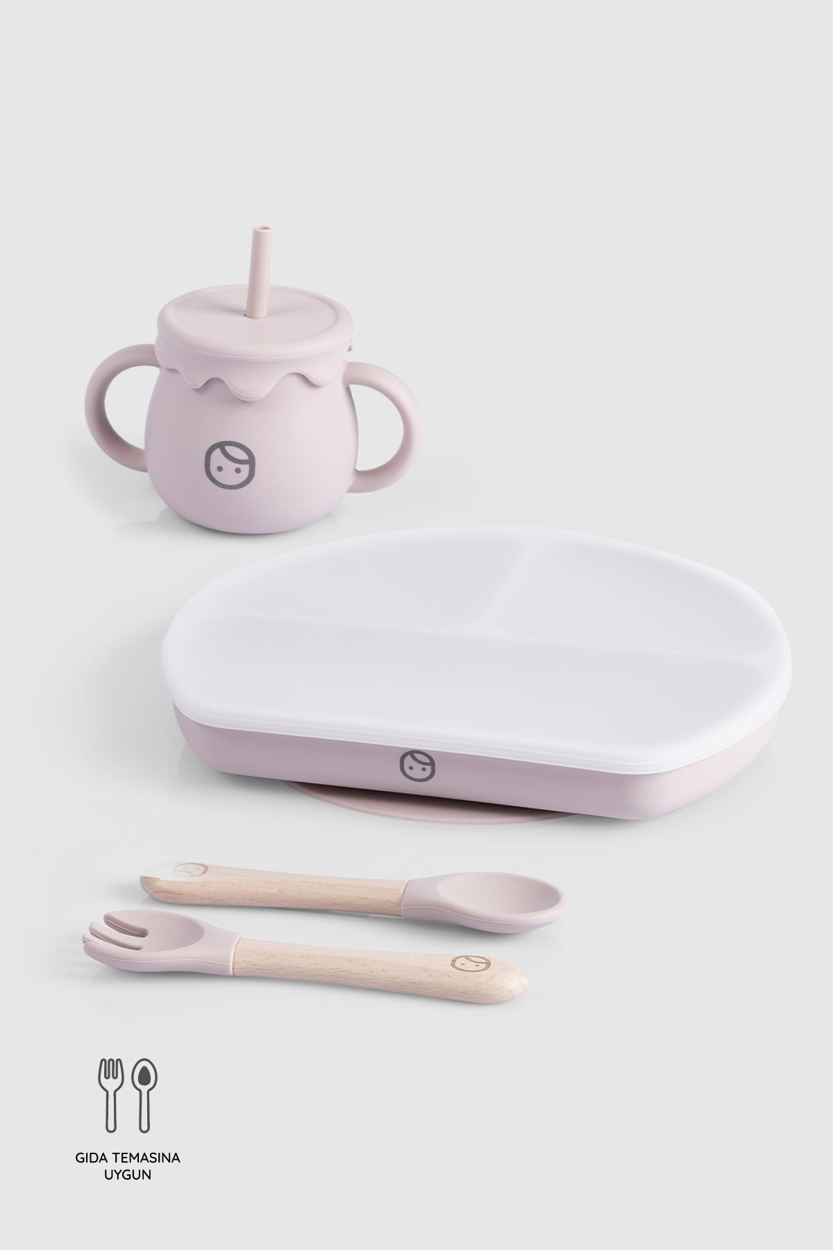 Silikon Bebek Beslenme Seti – Pembe Tabak Little Gusto