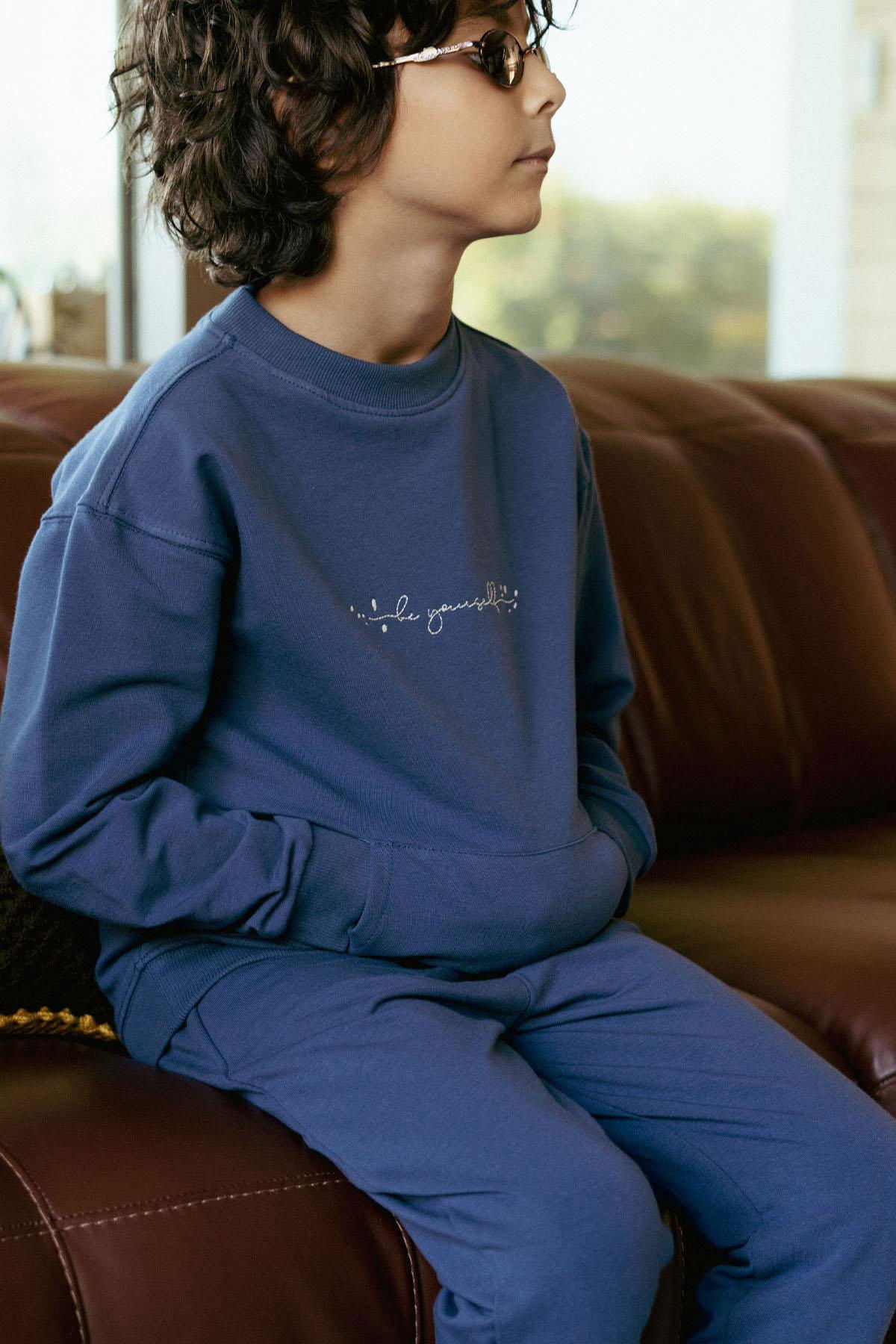 Sweat Çocuk Lacivert Organik Pamuk - Little Gusto - Çocuk Sweat