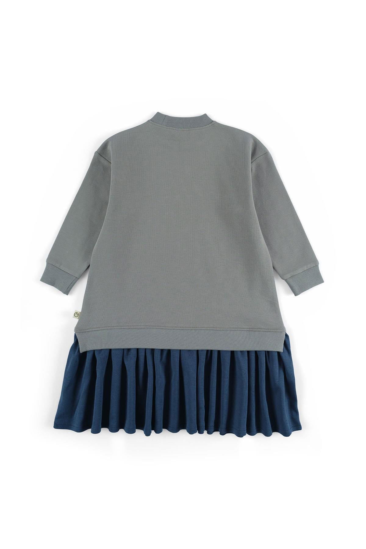 Sweat Elbise Çocuk Gri Organik Pamuk - Little Gusto - 