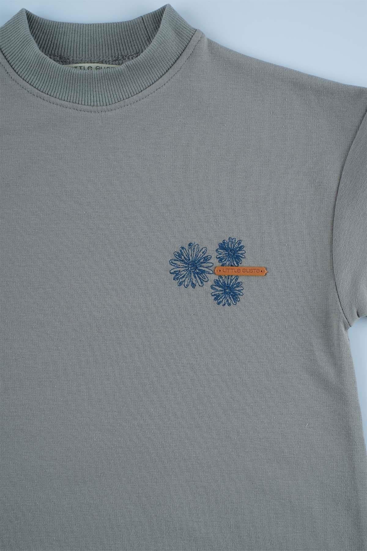 Sweat Elbise Çocuk Gri Organik Pamuk - Little Gusto - 