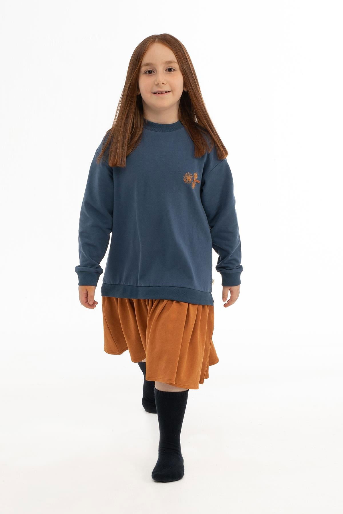 Sweat Elbise Çocuk Lacivert Organik Pamuk - Little Gusto - Çocuk Elbise