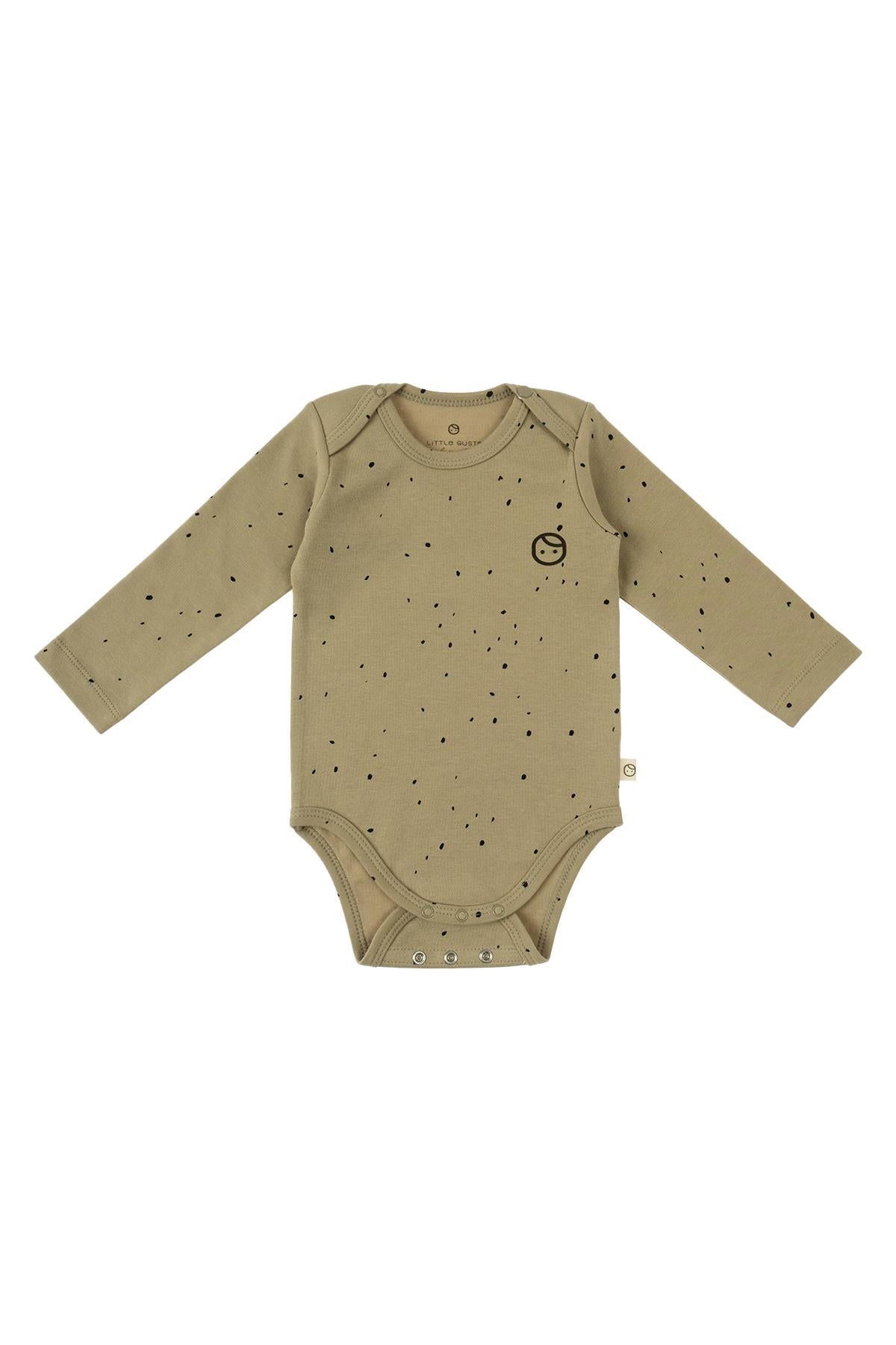 Uzun Kollu Ayarlanabilir Çıtçıtlı Zıbın Cosmos Haki Organik Pamuk - Little Gusto - Bebek Zıbın ve Body
