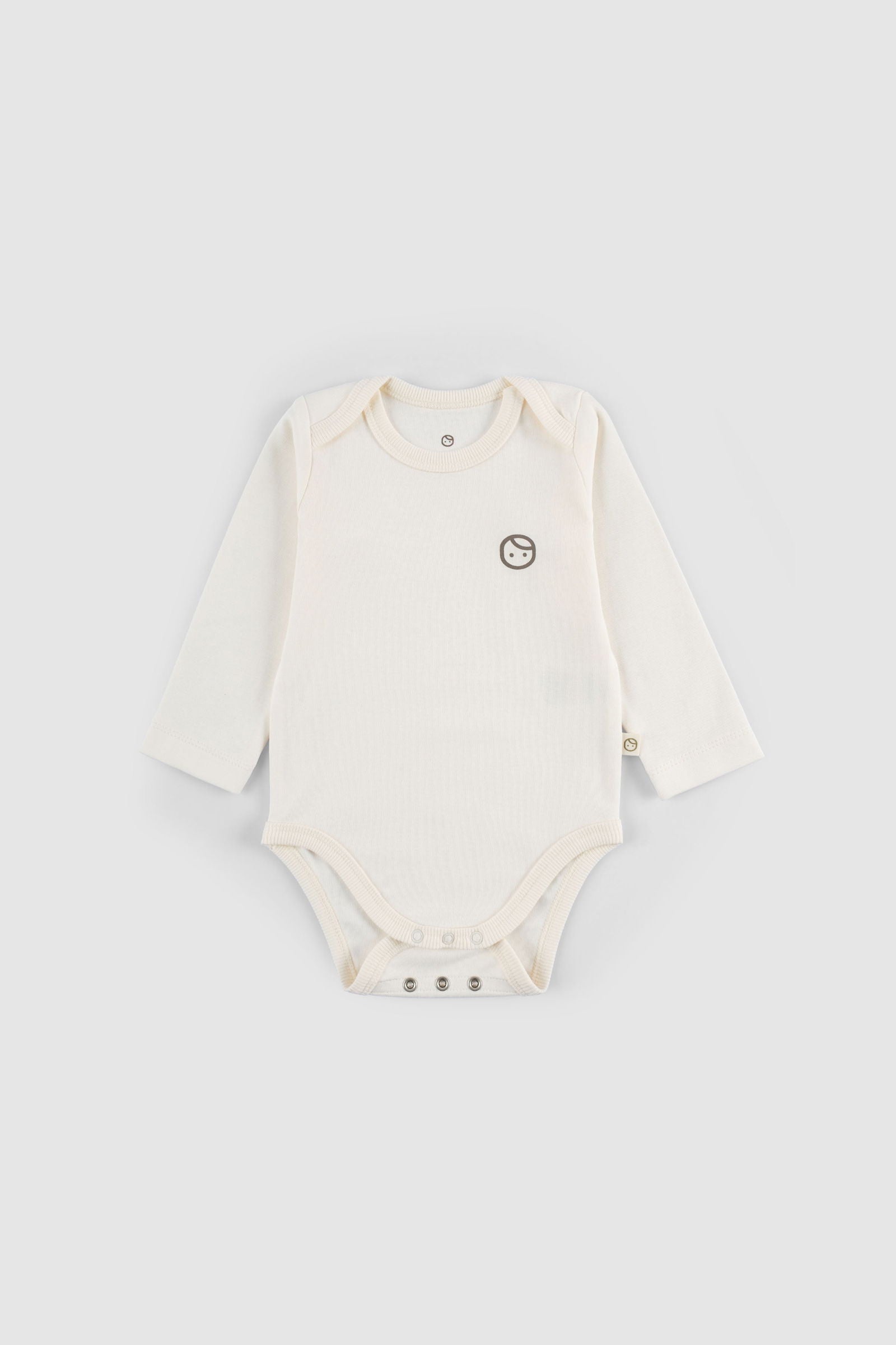 Uzun Kollu Ayarlanabilir Çıtçıtlı Zıbın Ekru Organik Pamuk - Little Gusto - Bebek Zıbın ve Body