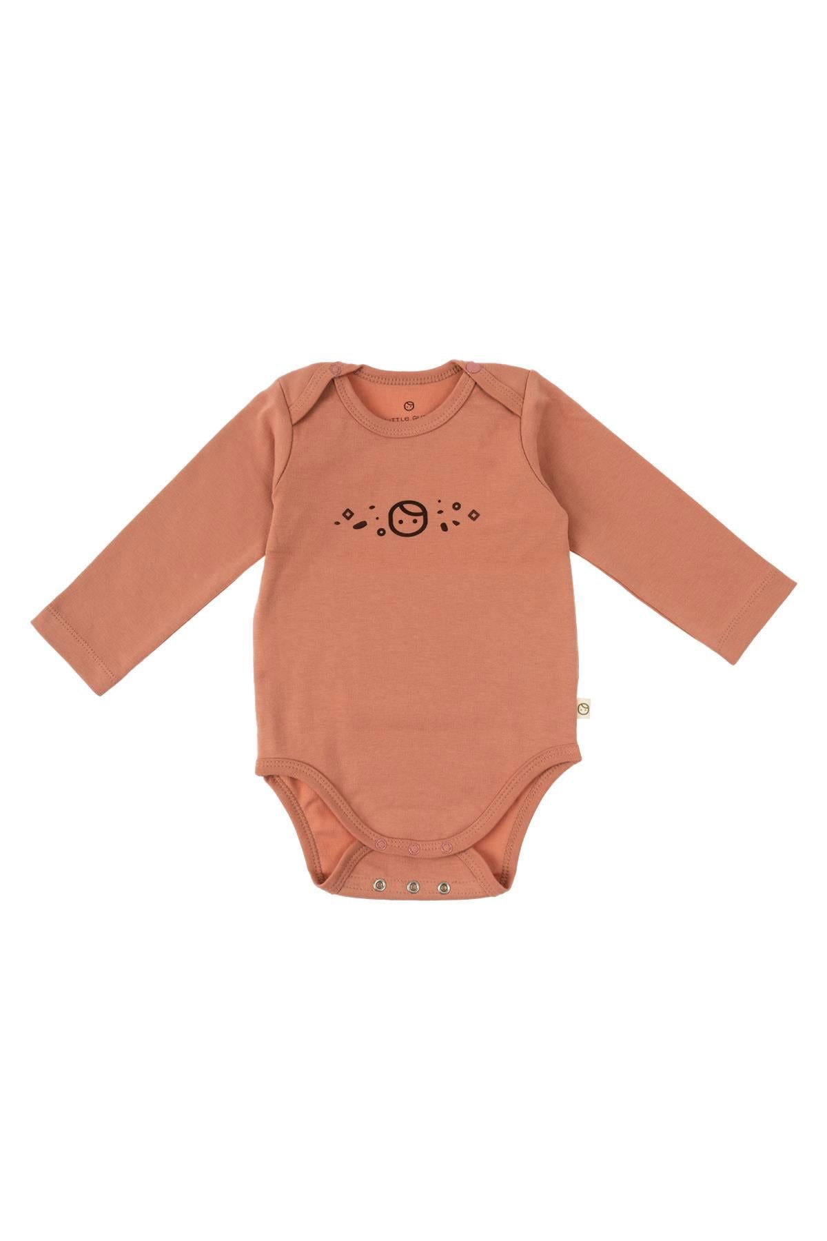 Uzun Kollu Ayarlanabilir Çıtçıtlı Zıbın Pembe Organik Pamuk Planet Gusto - Little Gusto - Bebek Zıbın ve Body