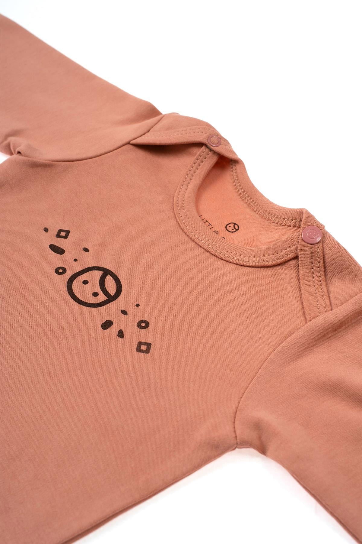 Uzun Kollu Ayarlanabilir Çıtçıtlı Zıbın Pembe Organik Pamuk Planet Gusto - Little Gusto - 