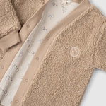 Wellsoft Bebek Hırka Pamuk Desenli Bej - Little Gusto - 