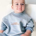 Organik Pamuklu İçi Tüylü Mavi Bebek Takımı Takım Little Gusto