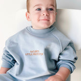 Organik Pamuklu İçi Tüylü Mavi Bebek Takımı Takım Little Gusto