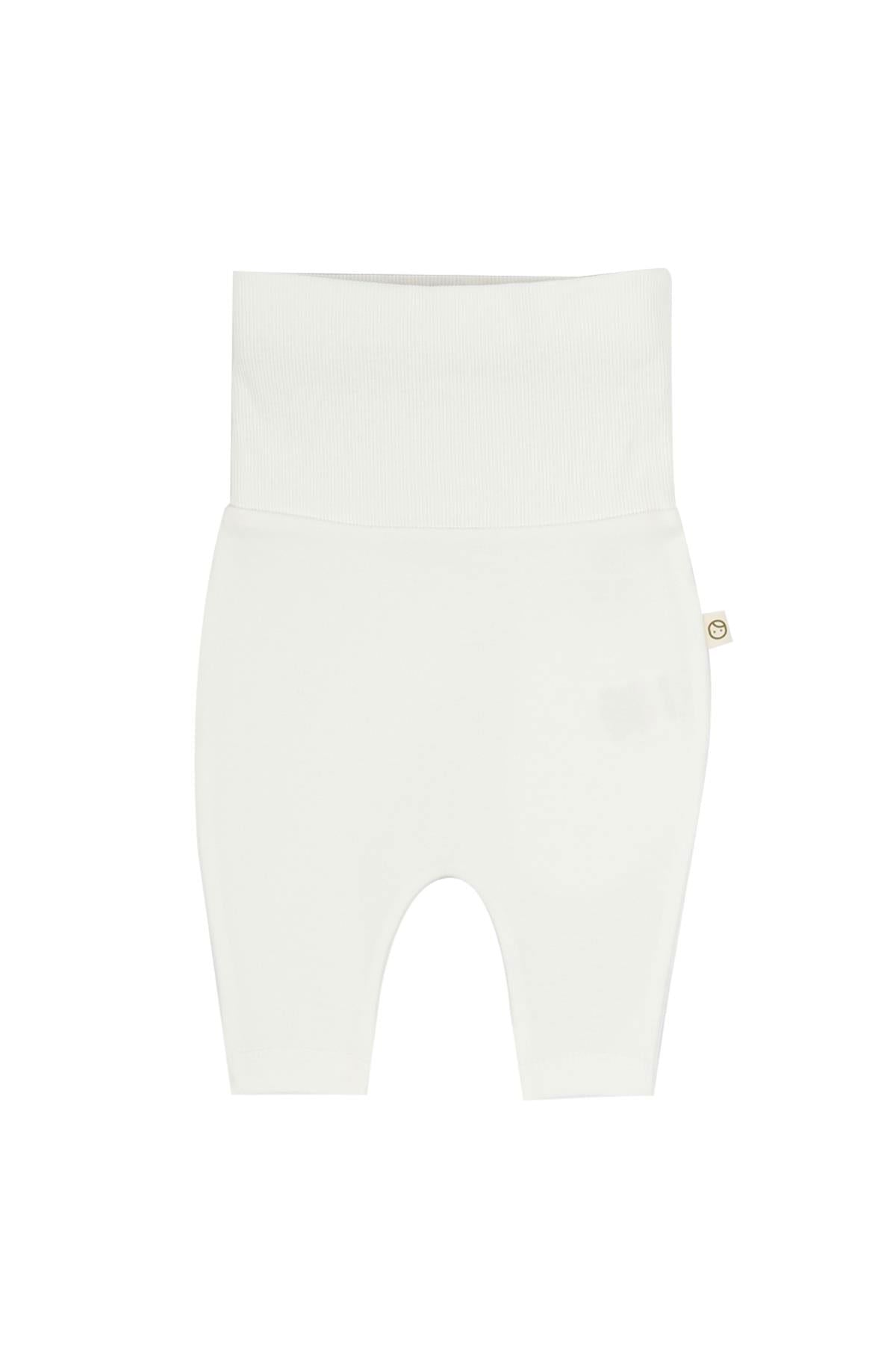 Yüksek Bel Pantolon Bebek Beyaz Organik Pamuk - Little Gusto - Bebek Pantolon