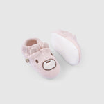 Kapitone Ayıcık Nakışlı Bebek Pembe Patik