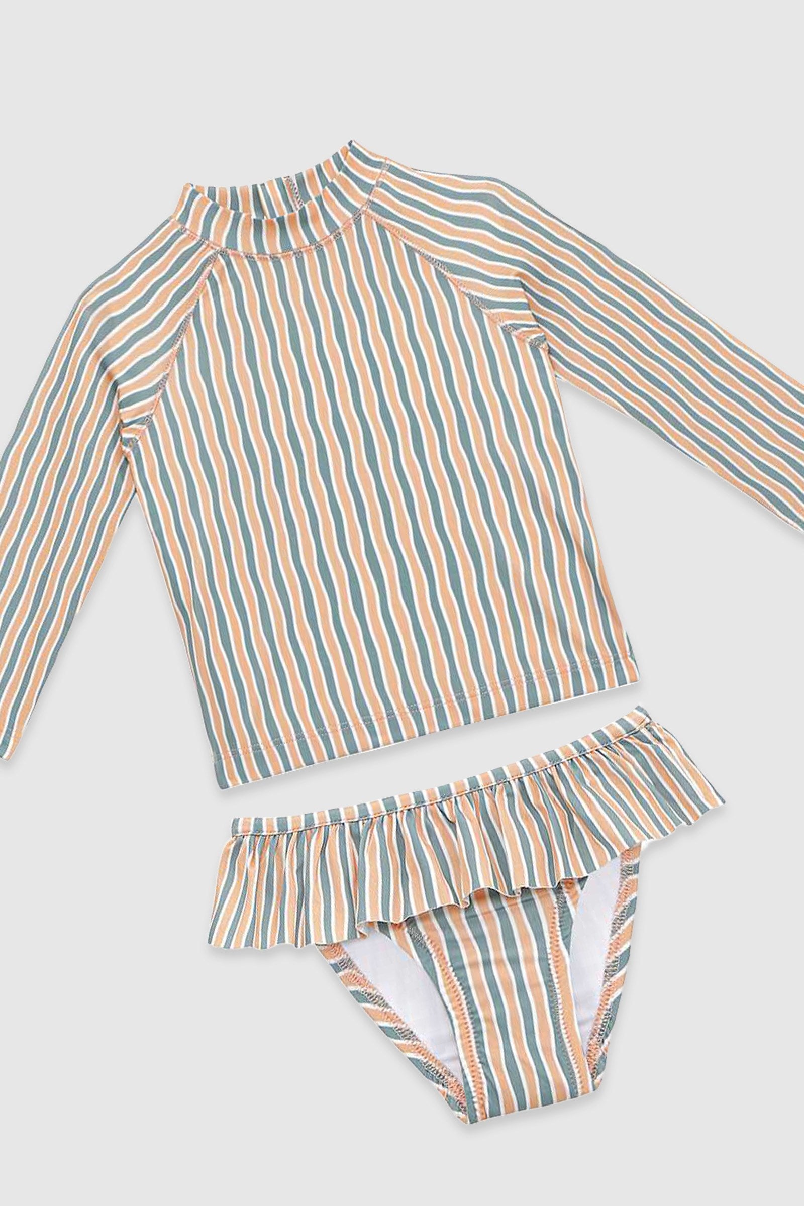 UV Korumalı Uzun Kollu Kız Bebek 2 Parça Mayo Seti Orange Oasis Mayo Sand Mother