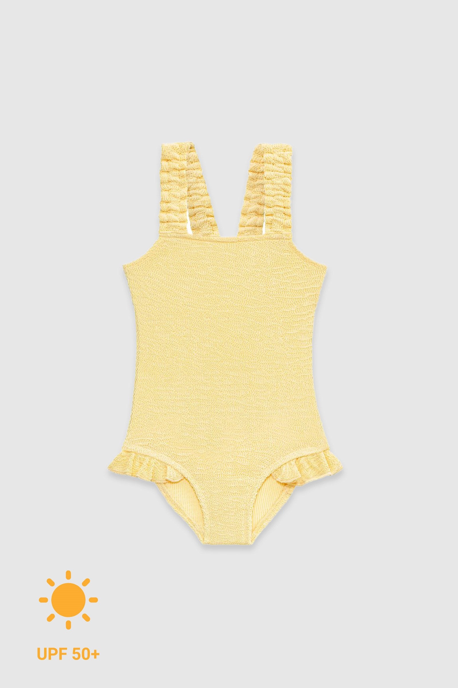 UV Korumalı Dokulu Kız Çocuk Mayo Butter Yellow Butter Yellow 2-3 Yaş Mayo Sand Mother