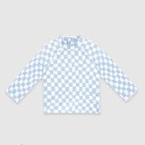 UV Korumalı Uzun Kollu Erkek Bebek Üst Mayo Groovy Checker Mayo Sand Mother