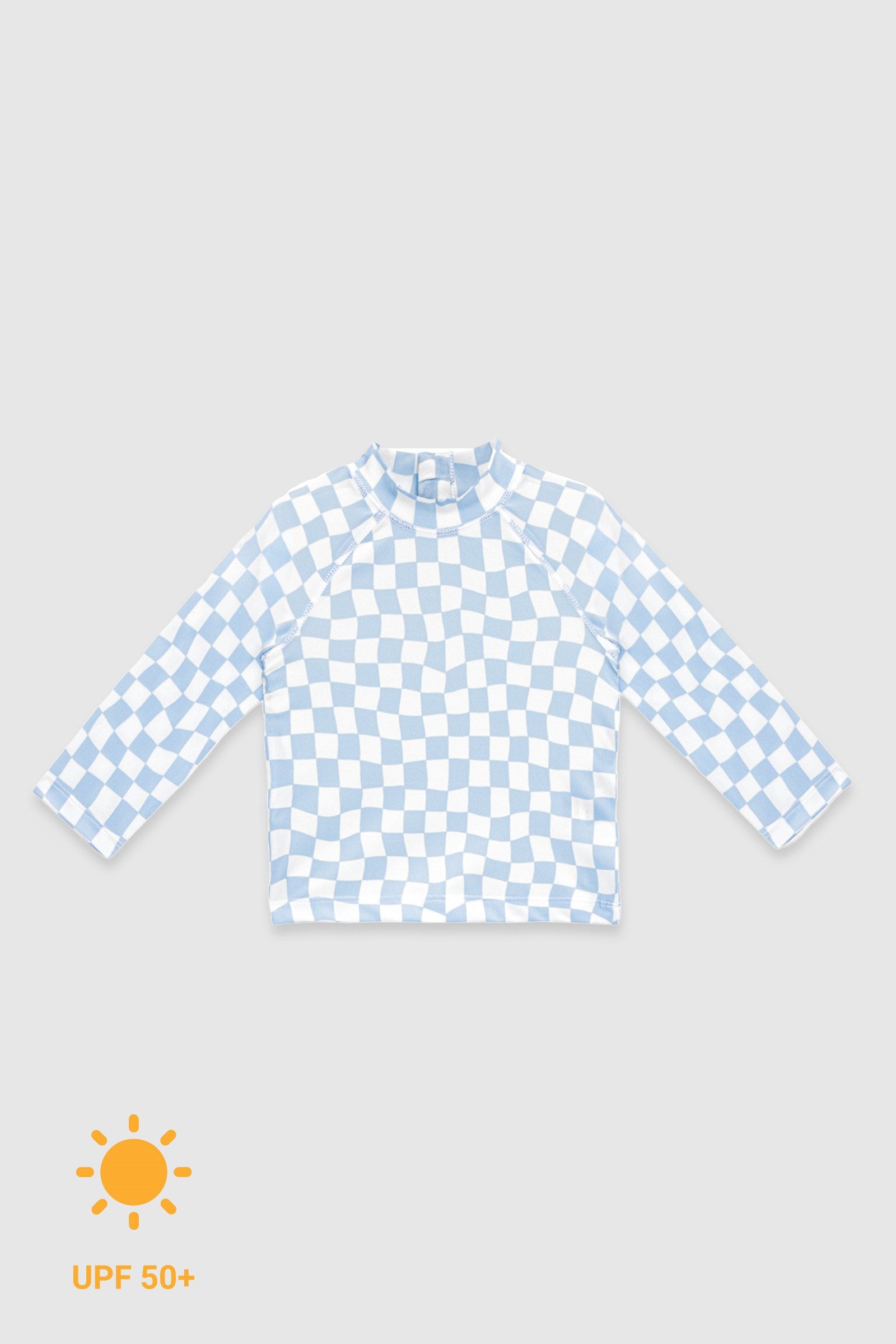 UV Korumalı Uzun Kollu Erkek Bebek Üst Mayo Groovy Checker Mayo Sand Mother