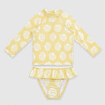 UV Korumalı Uzun Kollu Kız Bebek 2 Parça Mayo Seti Sunny Shells Mayo Sand Mother
