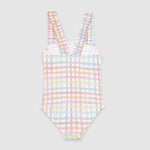 UV Korumalı Kız Çocuk Mayo Rainbow Gingham Mayo Sand Mother