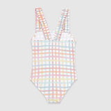 UV Korumalı Kız Çocuk Mayo Rainbow Gingham Mayo Sand Mother