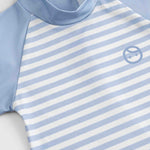Kısa Kollu Tulum UV Korumalı Mavi Line Bebek Mayo - Little Gusto - 