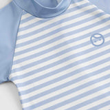 Kısa Kollu Tulum UV Korumalı Mavi Line Bebek Mayo - Little Gusto - 
