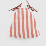 Organik Pamuk Müslin Salopet İp Askılı Elbise Turuncu Çizgili Elbise Little Gusto