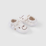 Kapitone Ayıcık Nakışlı Bebek Ekru Patik