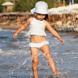 UV Korumalı Uzun Kollu Şapkalı Kız Bebek Mayo Seti Diamonds Mayo Sand Mother