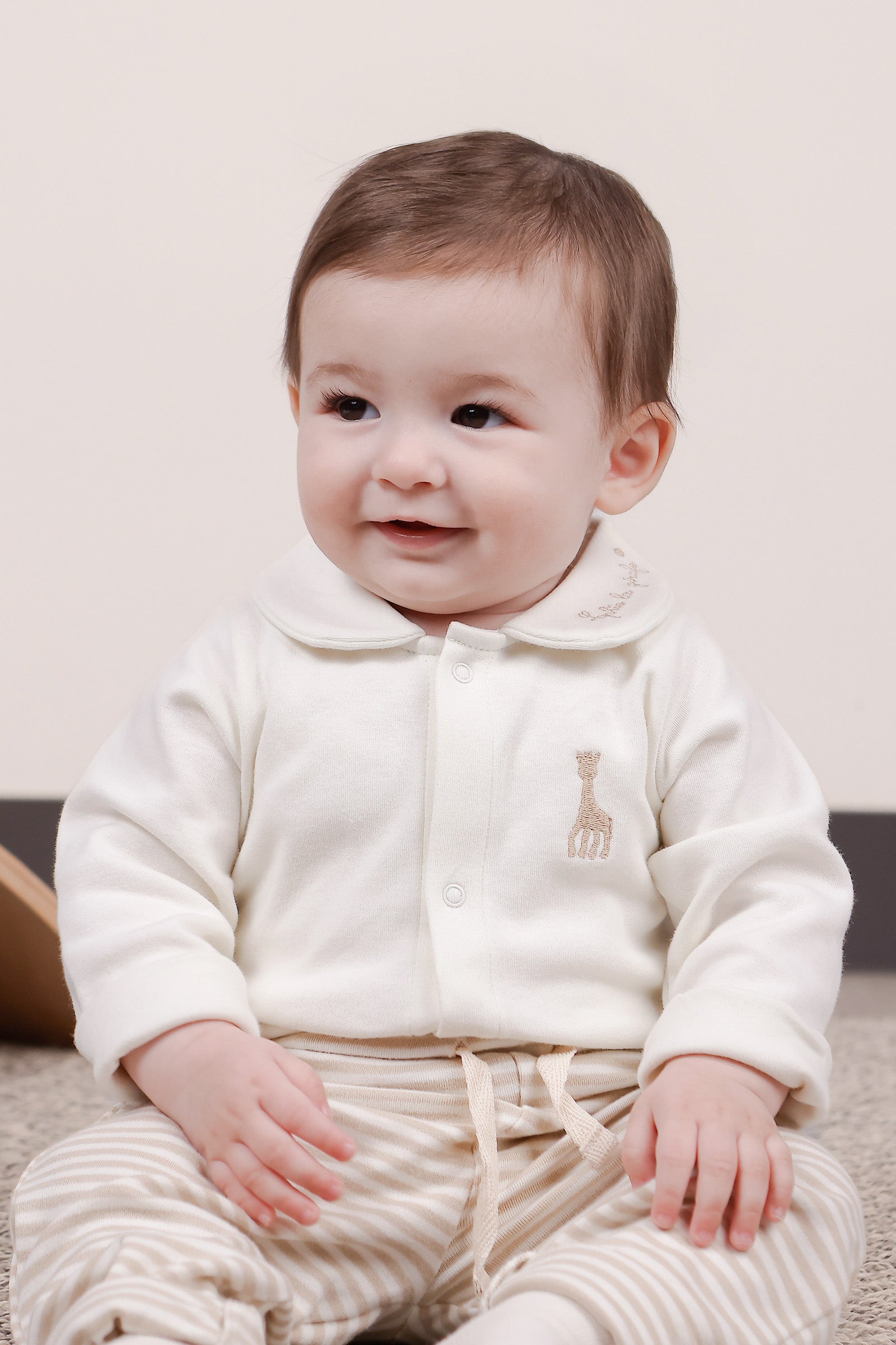 Sophie la girafe Organik Pamuk Bebe Yakalı Ekru Body Zıbın & Body Little Gusto