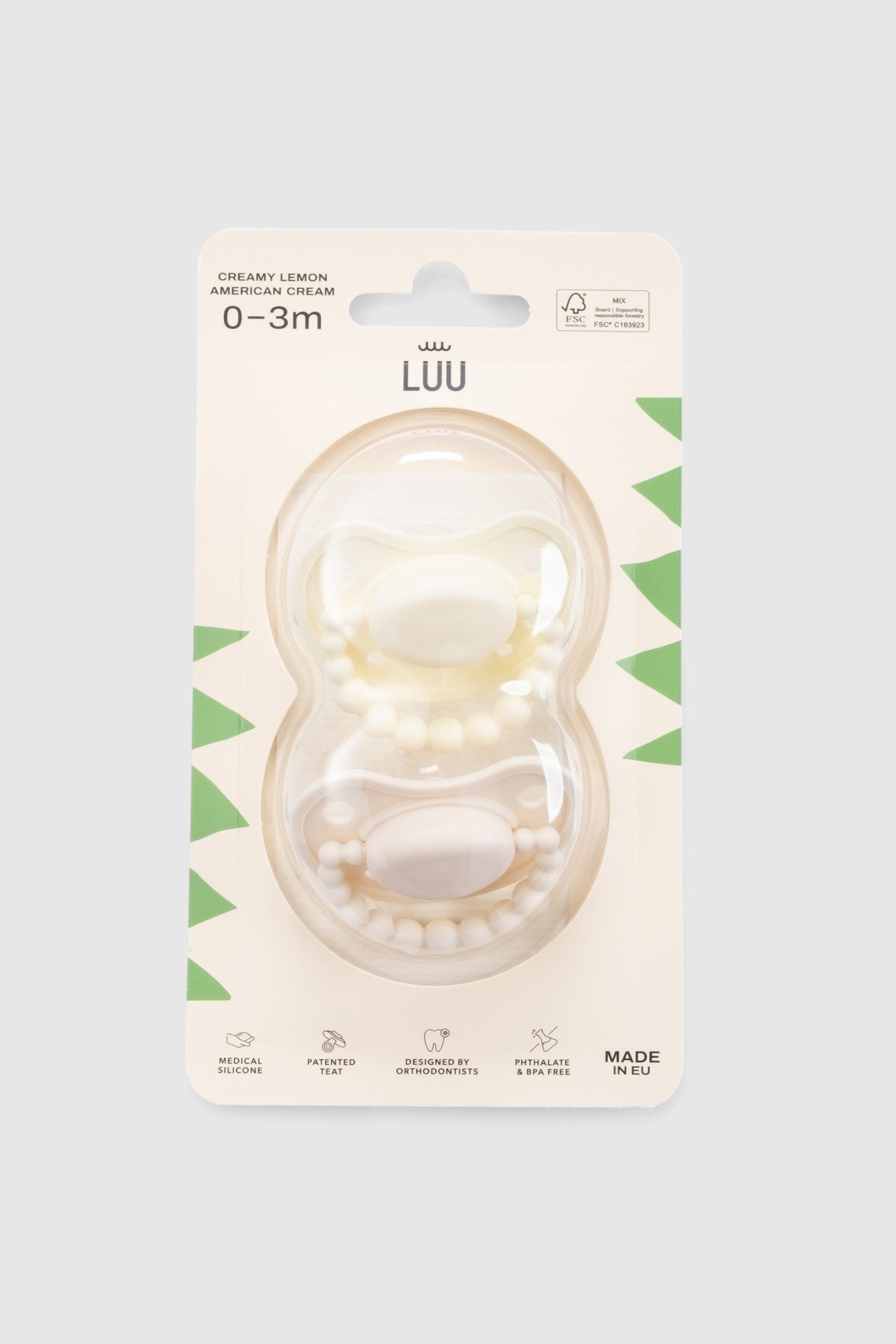 LUU Kids Positioning Ortodontik Medikal Silikon Emzik 2'li Set –  Creamy Lemon & American Cream