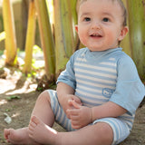 Kısa Kollu Tulum UV Korumalı Mavi Line Bebek Mayo - Little Gusto - Bebek Mayo