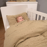 Organik Pamuk Cosmos Haki Bebek Nevresim Yastık Seti Nevresim Little Gusto