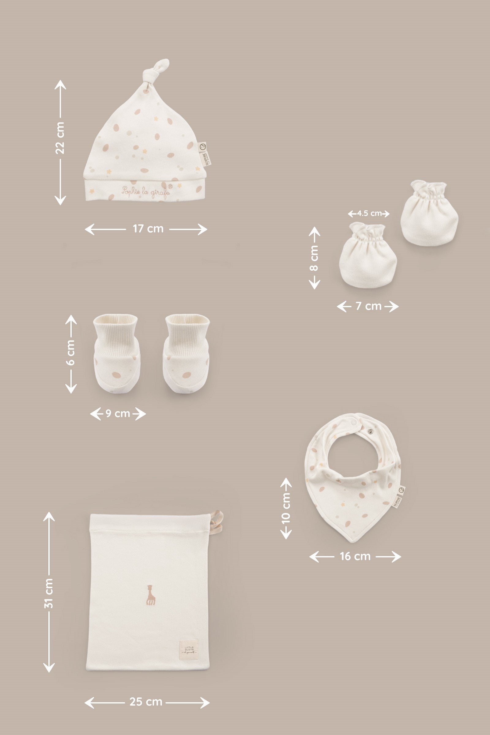 Sophie la girafe 10'lu Organik Pamuk Hastane Çıkış Seti