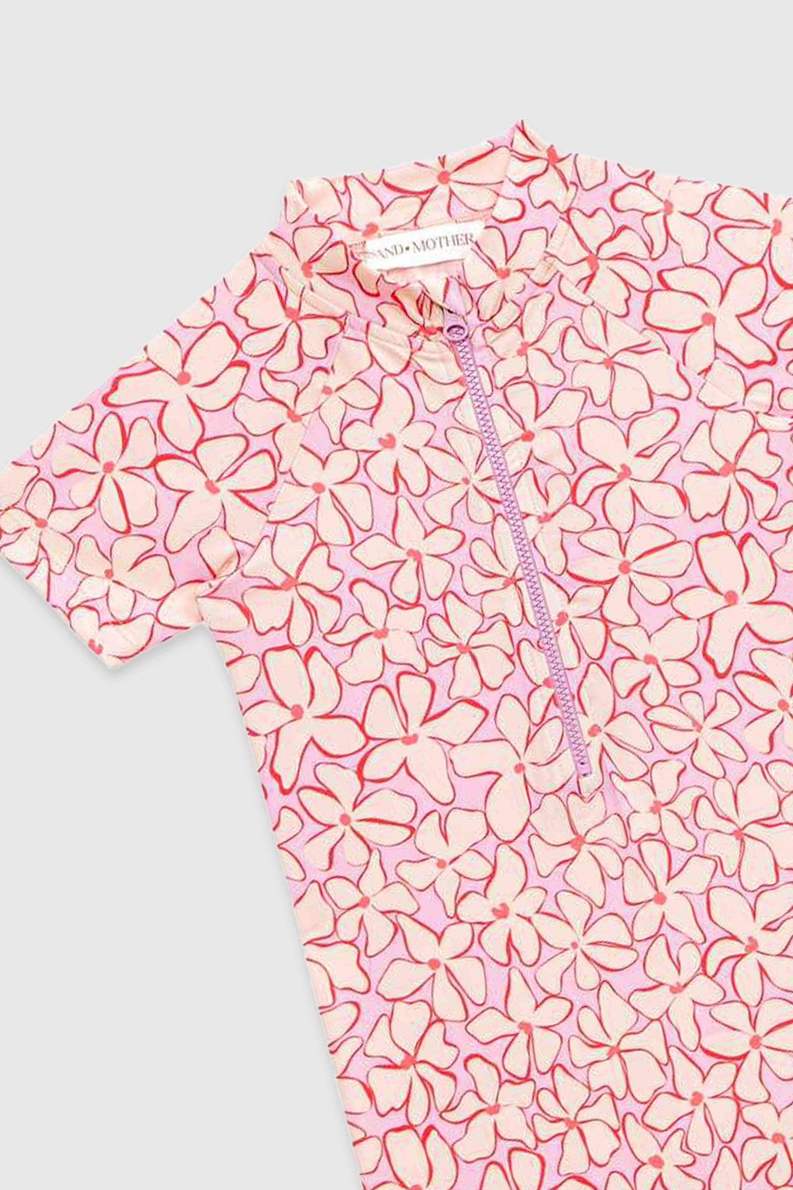 UV Korumalı Bebek Tek Parça Alttan Çıtçıtlı Ön Fermuarlı Mayo Lilac Blossom Mayo Sand Mother