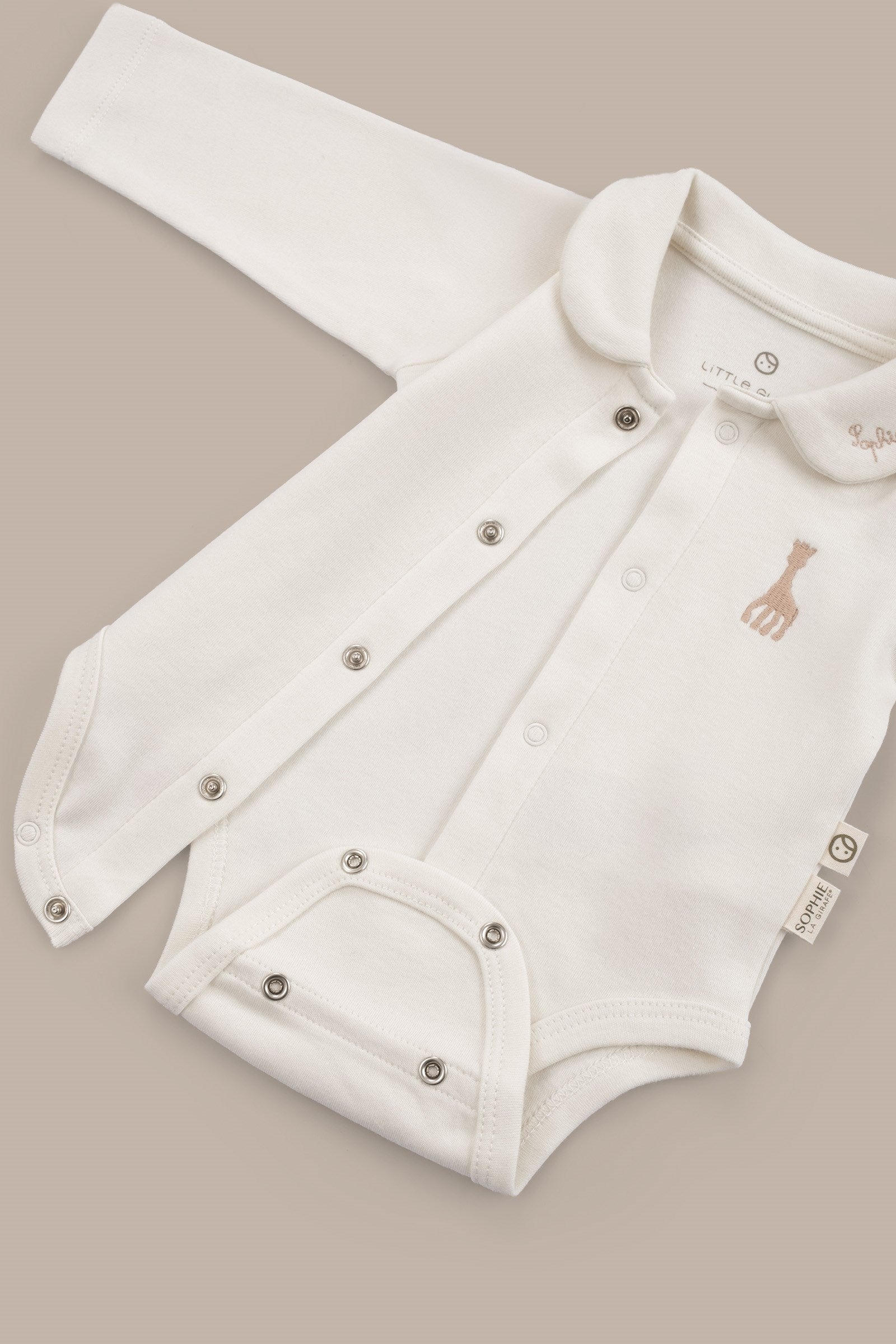 Sophie la girafe Organik Pamuk Bebe Yakalı Ekru Body