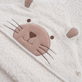 ORGANİK PAMUK EKRU LEOPAR HAVLU KUNDAK SETİ