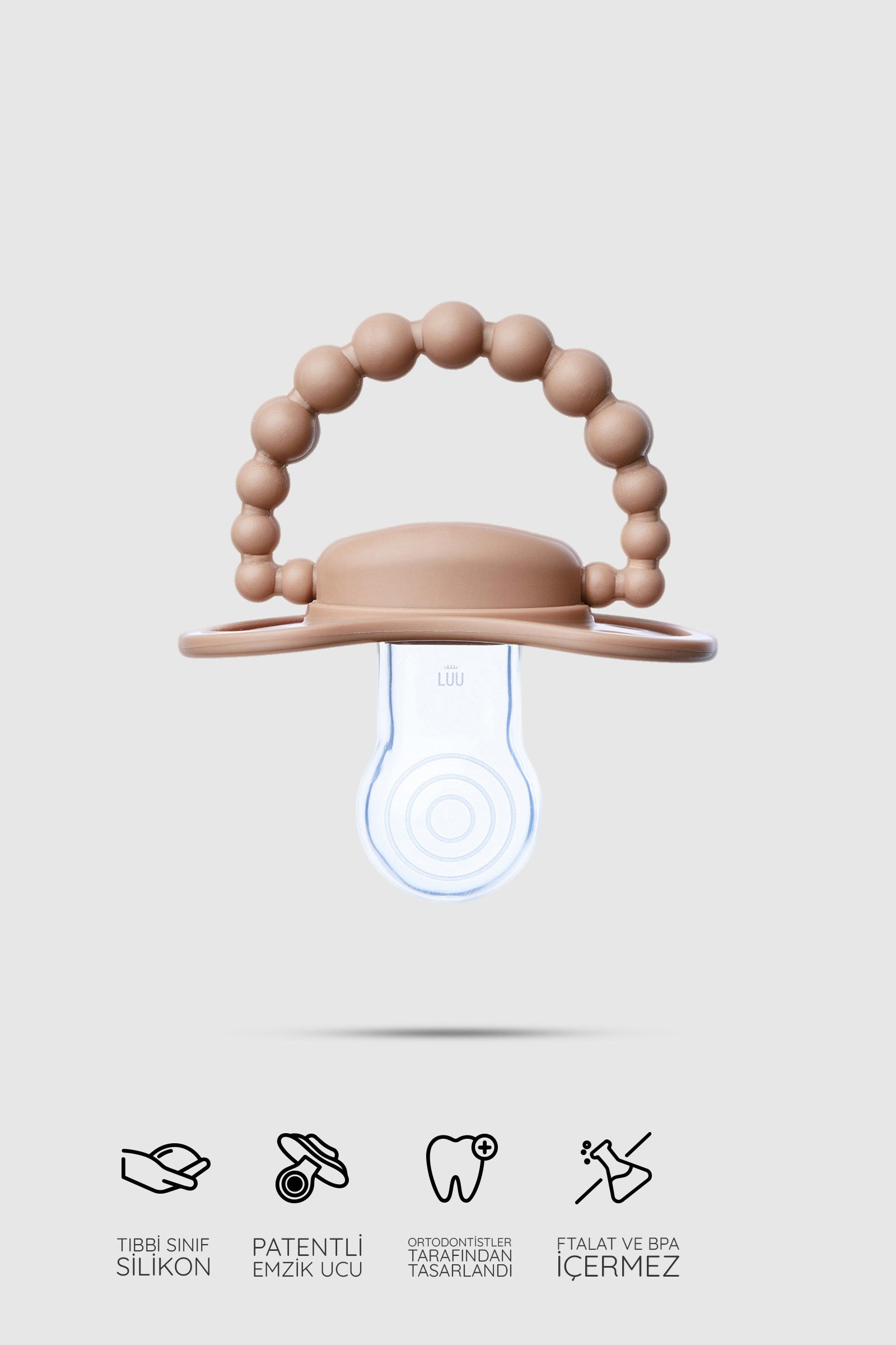LUU Kids Positioning Ortodontik Medikal Silikon Emzik –  Milk Hazelnut