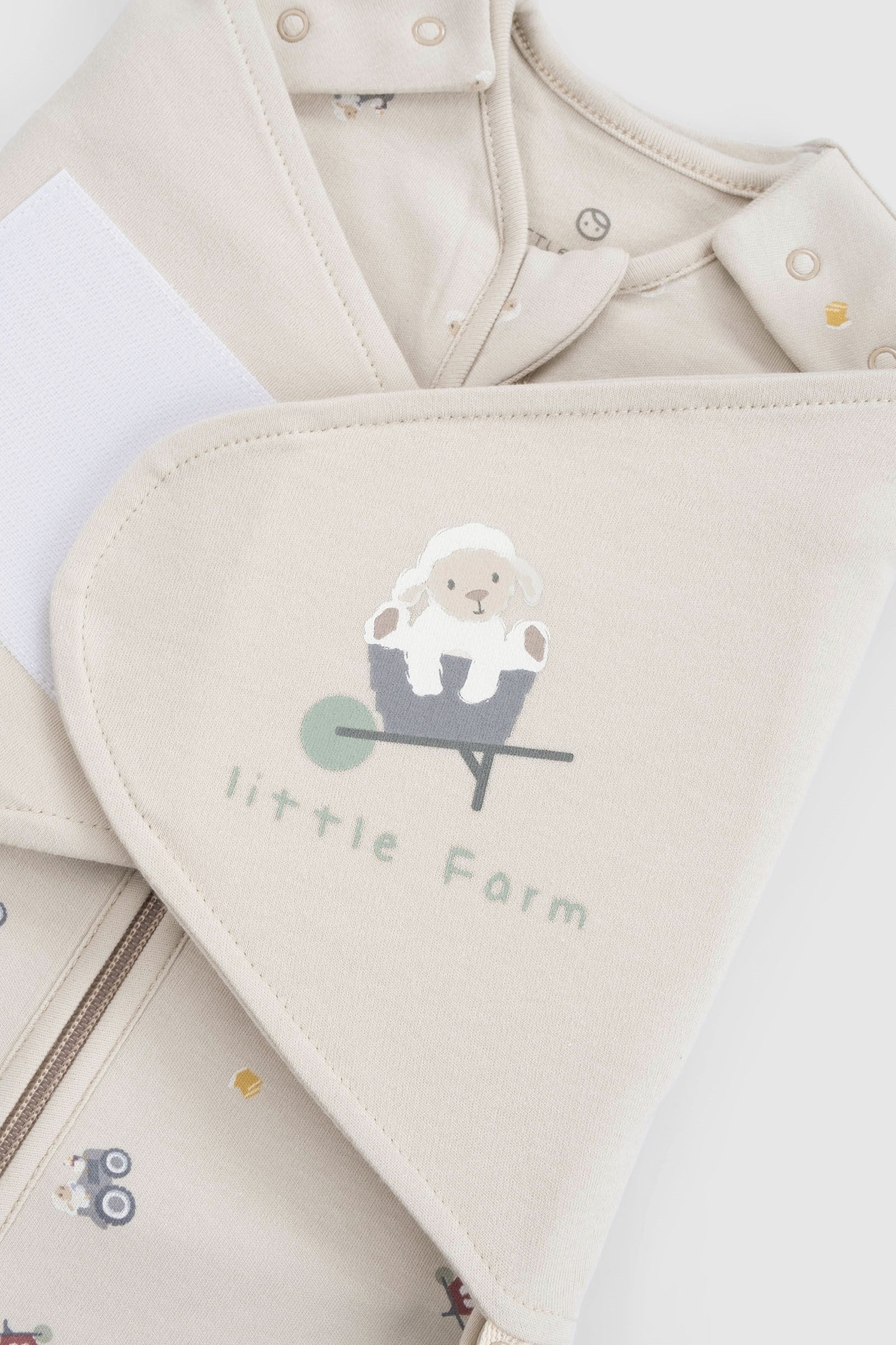 Organik Pamuk Pelerinli Uyku Tulumu Bej 0-6 Ay Little Farm Uyku Tulumu Little Gusto