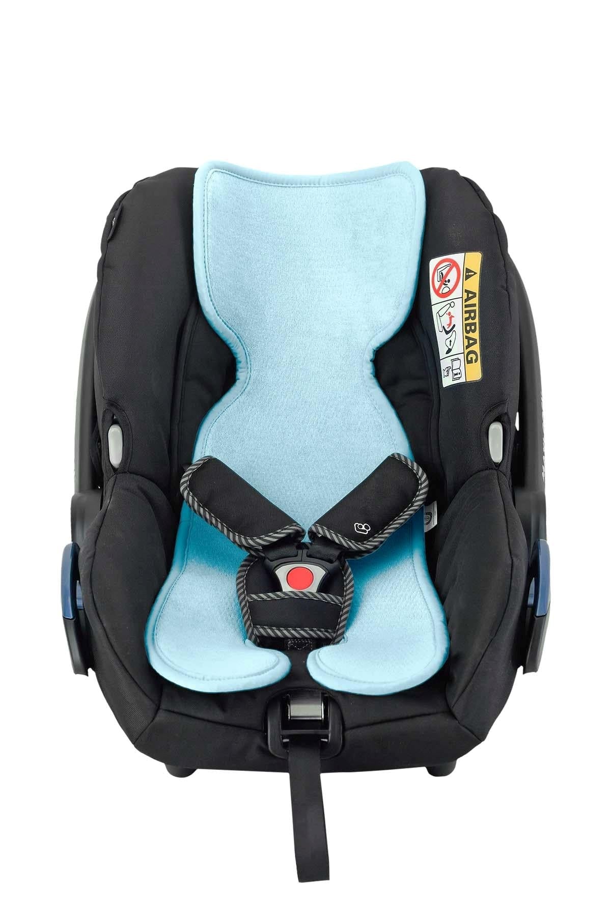 Organik Pamuklu Puset Minderi 0-1 Yaş 2-12 Kg Turkuaz Little Gusto