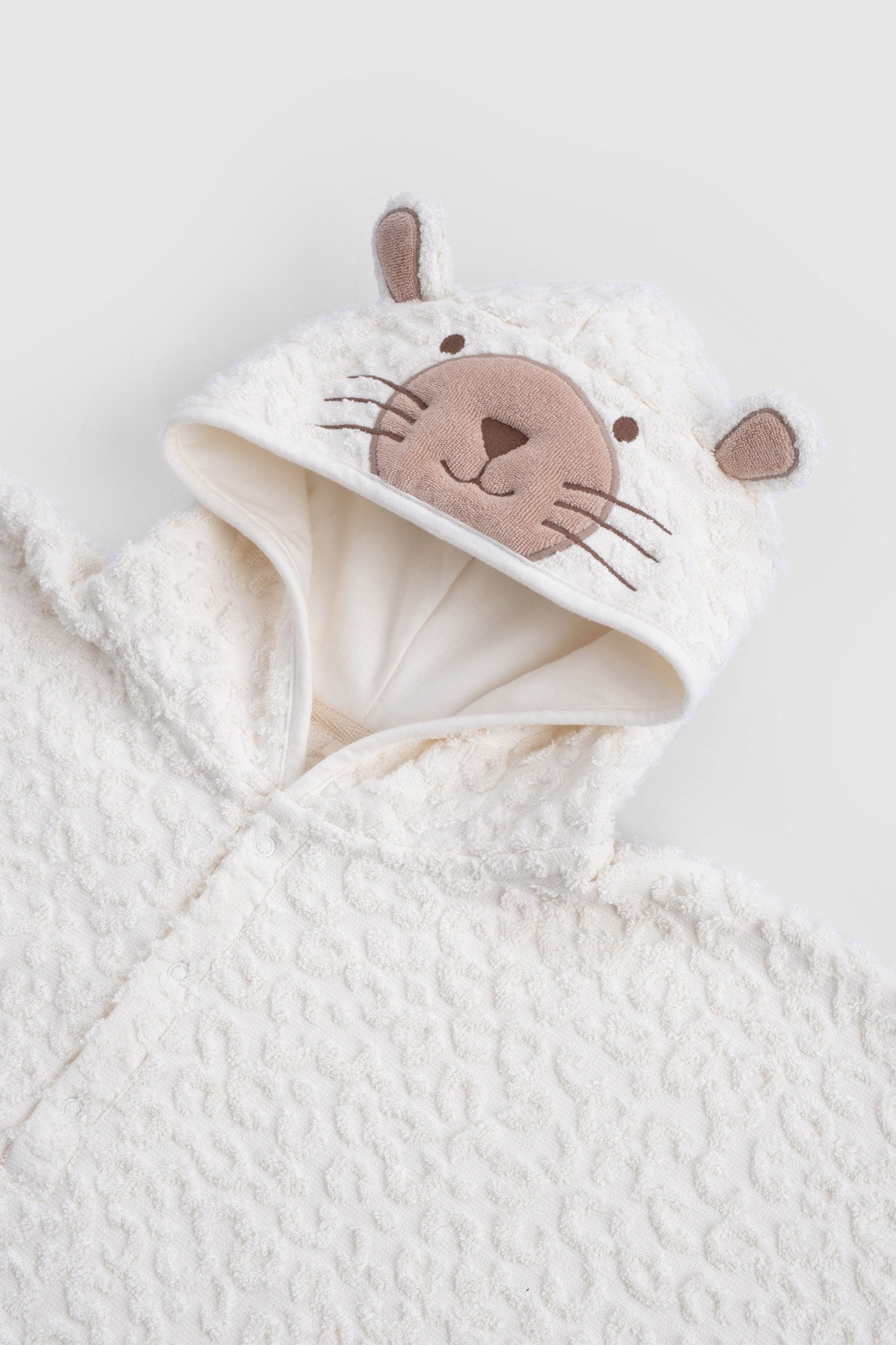 ORGANİK PAMUK EKRU LEOPAR HAVLU PANÇO