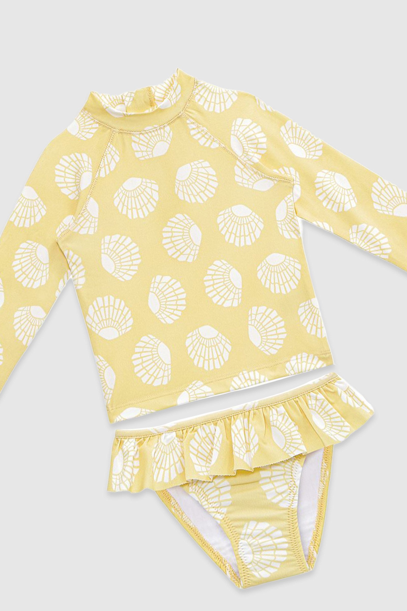 UV Korumalı Uzun Kollu Kız Bebek 2 Parça Mayo Seti Sunny Shells Mayo Sand Mother