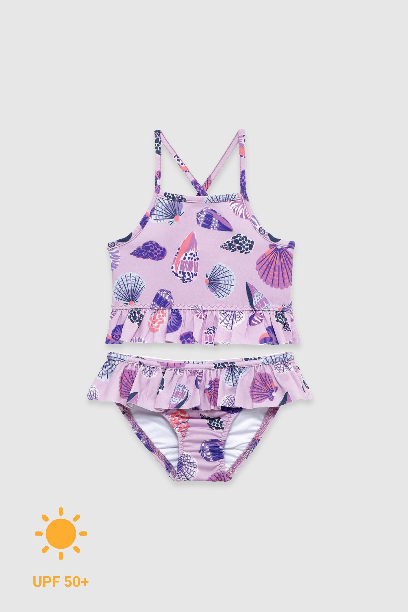 UV Korumalı Fırfırlı Kız Çocuk Bikini Takımı Coastal Gem Sand Mother