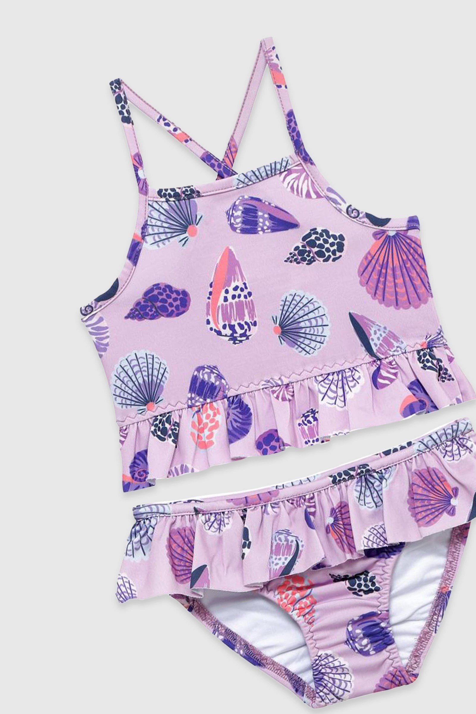 UV Korumalı Fırfırlı Kız Çocuk Bikini Takımı Coastal Gem Sand Mother