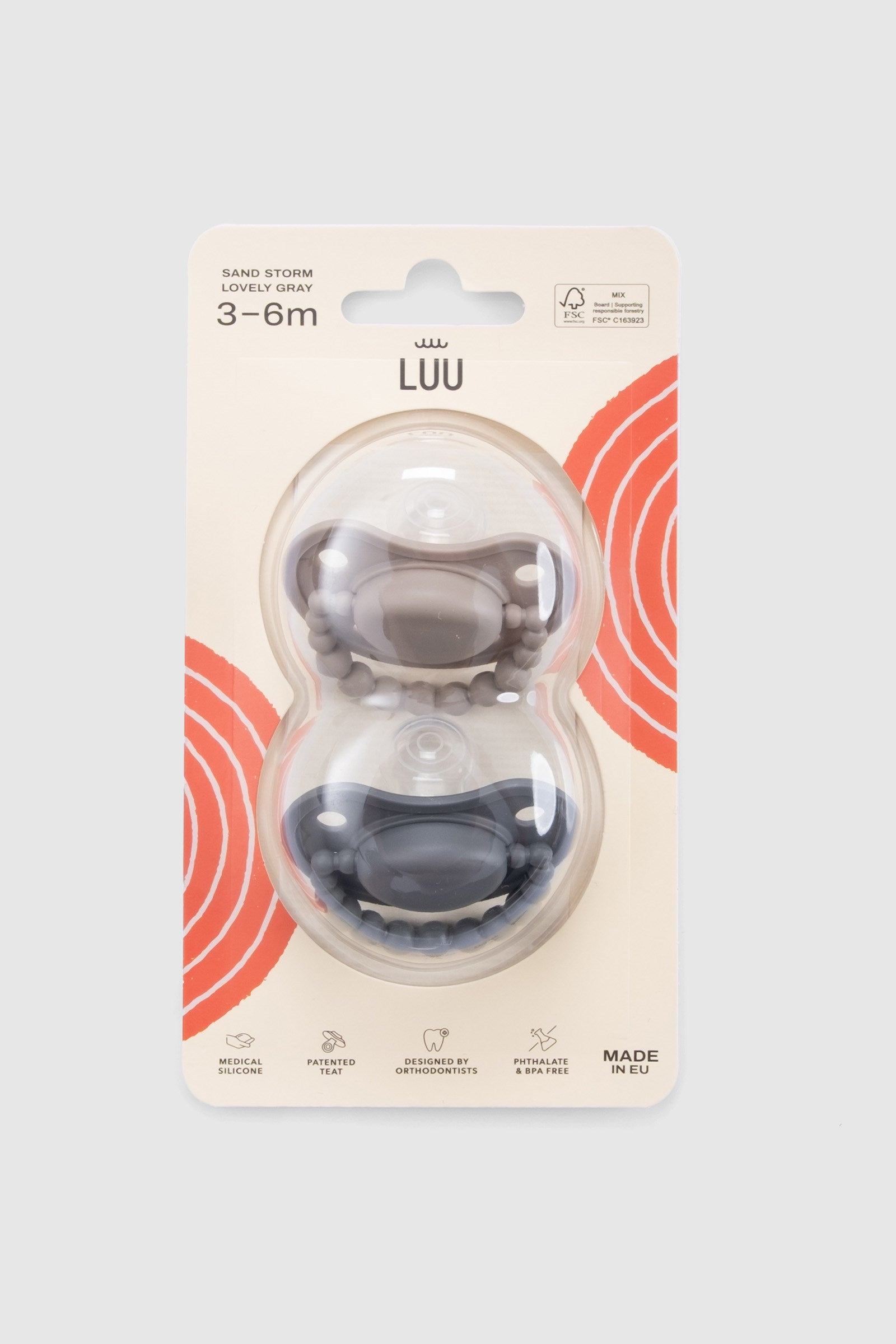 LUU Kids Positioning Ortodontik Medikal Silikon Emzik 2'li Set –  Sand Storm & Lovely Gray